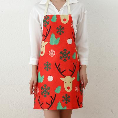 China Custom Santa Claus Deer Women Men Chef Apron Cloth Christmas Apron Decorations Cooking Apron for sale