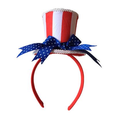 China Polyester 4th of July Mini Top Hat Headband Fourth of July Party Supplies Accessories for sale