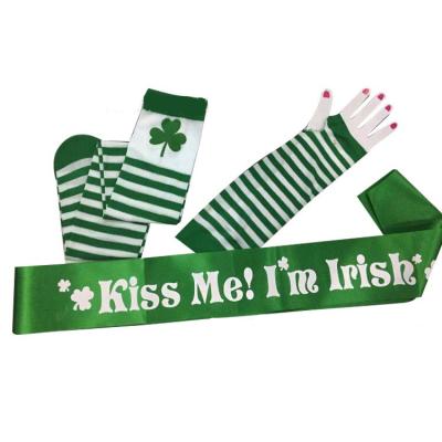 China Wholesale Cloth St Patrick's Day Costume Set Sash Shamrock Green Socks for sale