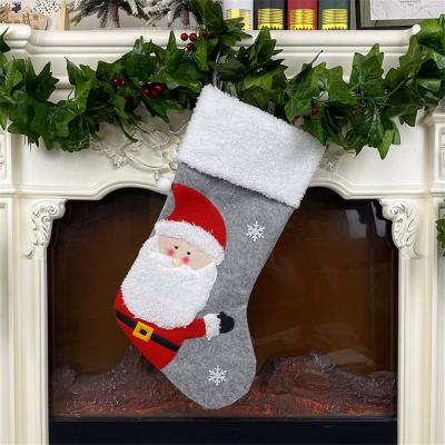 China Christmas Stocking Christmas Accessories Christmas Decorations Christmas Gift Bag Jars Santa Christmas Bags Gray Stocking for sale