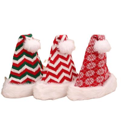 China Decoration Knit Wool Christmas Hat Christmas Decoration Supplies Thickened Plush Striped Hats for sale