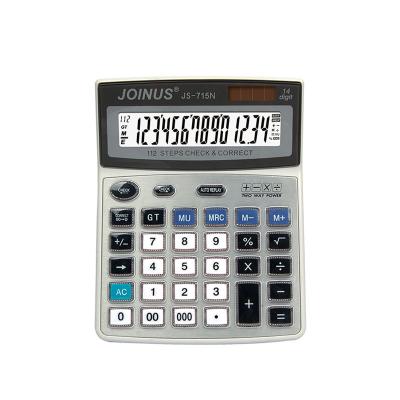 China Joinus Wholesale Promotional Accessories General Purpose Calculator Price Gift Office Customized 14 Digit Desktop Electronic Solar Calculator For Business for sale