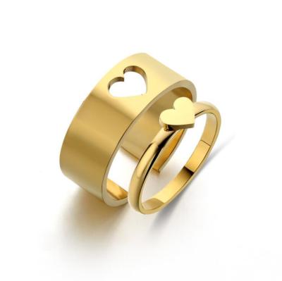 China TRENDY Fashion Stainless Steel Butterfly Rings For Women Men Gold Color Love Silver Heart Interconnect Ring Set Jewelry for sale