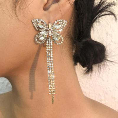 China New Fashionable Long Tassel Butterfly Earrings Gold Color 2021 Fashion Women Summer Jewelry Girls for sale