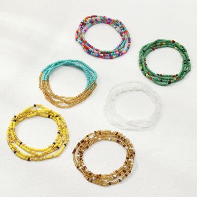 China Vintage Bohemia Beads Multilayer Acrylic Anklet Bracelet For Women Jewelry Accessories for sale