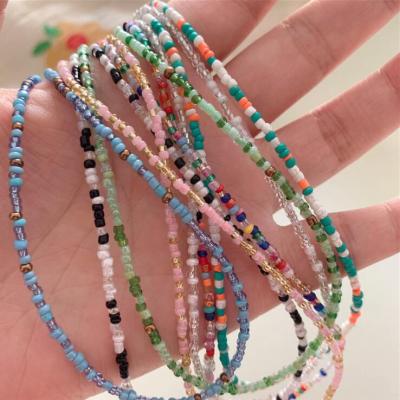 China CLASSIC Simple Seed Bead Strand Choker Women's String Bohemia Beaded Short Clavicle Jewelry Necklace Gift for sale