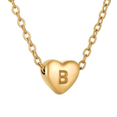 China Z Letter Gold CLASSIC Chain Fashion Necklace Stainless Steel Charms Metal Initial Heart A For Women Simple Name Jewelry for sale