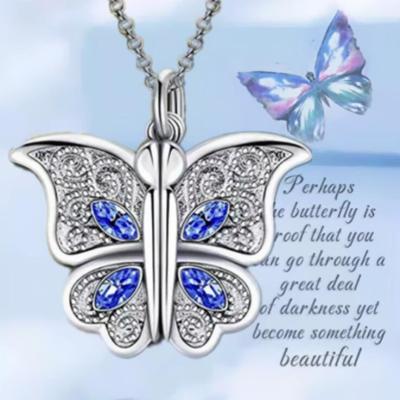 China CLASSIC Openable Gold Plated Butterfly Necklace For Woman Heart Love Women Chain Jewelry Gift Female Pendant Accessory for sale