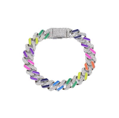 China 7 Inch Domestic Sale CLASSIC 2021 Rainbow Diamond Cheap Zinc Alloy Cuban Bracelet for sale