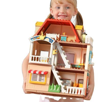 China Colorful NC FEELO 186PCS Girl Building Material Kids Toy Diy Block Play House Building Block Villa Eco-friendly ABS Toy Set Color Box Unisex for sale