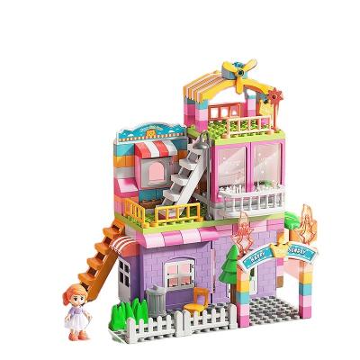 China FEELO 162 Eco-friendly Material PCs Enlightenment Princess Villa Building Blocks Educational Toys Self-assembled Girl Building Blocks ABS for sale