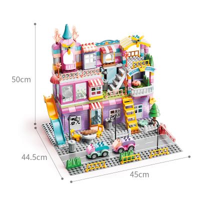 China FEELO Eco-friendly Material 400pcs Fitted Girl Villa Building Blocks Children Self Assembled Play House Blocks Toy DIY Building Block Toy For Kids for sale