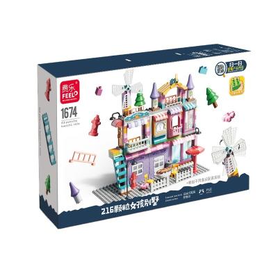 China FEELO 216 Pcs Villa Building Blocks Eco-friendly Material Cartoon Dream Princess Castle Architecture Building Blocks Constructure Toys For Children for sale