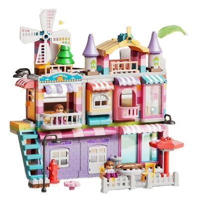 China FEELO 2022 New Innovation 216pcs Villa Eco-friendly Materials Building Block Mini House Cartoon Dream Tale Princess Castle Architecture Toys For Girls for sale