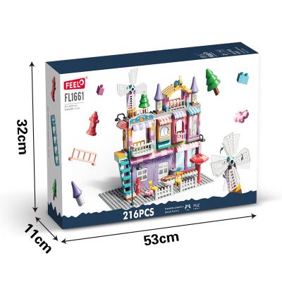 China FEELO 216 Pcs Girl Villa Eco-friendly Material Girl Building Block Children Learning Toys Puzzle ABS Children's Toy Building Block Set For Children for sale