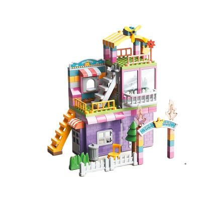 China FEELO 2022 new162 Pcs Eco-friendly Material Girl Villa Building Block Princess Kit Villa Building Blocks Kids Gift Education For Kinds for sale