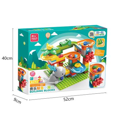 China Eco-Friendly FEELO 84 Pcs Play Building Blocks Set Whale Slide Material Kids Fun Eco-friendly Building Block Educational Building Blocks Children's Gift for sale