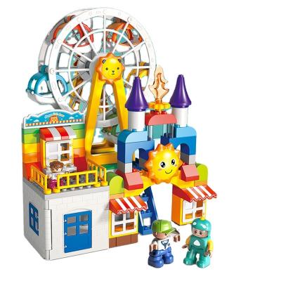 China FEELO 178pcs Ferris Wheel Building Blocks Scene Eco-friendly Material Educational Plastic Geometric Kids Assembled Building Blocks For Kids for sale