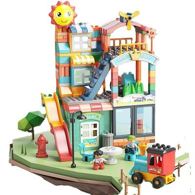 China FEELO 258 Pcs Eco-friendly Material Puzzle Villa Children's Gift, Children's Toy Building Block Cozy Scene Set for sale