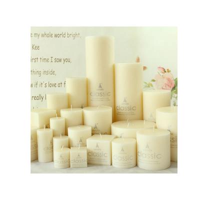 China Ivory Column Wax Column Anniversary Candles Romantic Wedding Smokeless Big Candles for sale