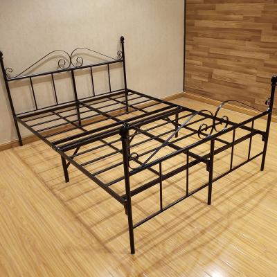 China Wholesale Collapsible Foldable Sleep Wrought Iron Metal Frames Portable Custom Bed for sale