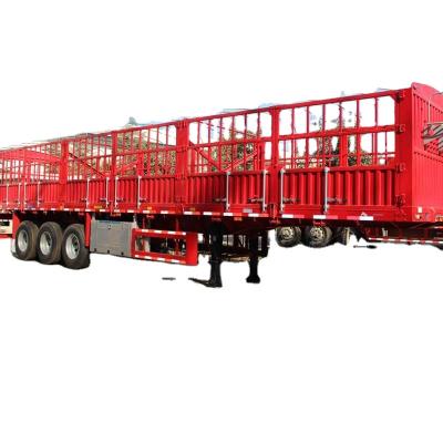 China Truck Trailer Tri Axle Barrier Rollover Semi Trailer Price 40 Tons Barrier Cargo Semi Trailer For Sale for sale