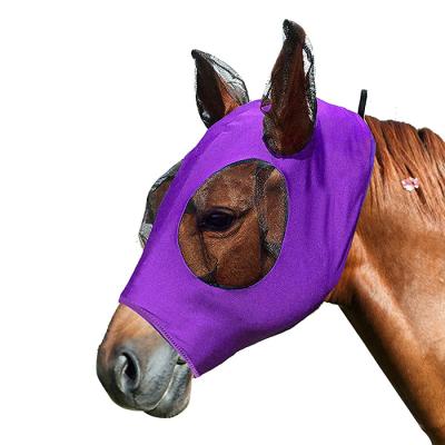 China Body Health Care Horse Fly Mask For Horses With Ears Smooth Elasticity Lycra Equine Fly Repellent And UV Protection Horse Fly Mask for sale