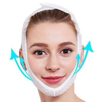 China Make Your Face Slimming Facial Lift Up Face Slimming Belt Double Strap Chin Reducer Breathable V Line Face Lifting Belt Slimming Strap for sale