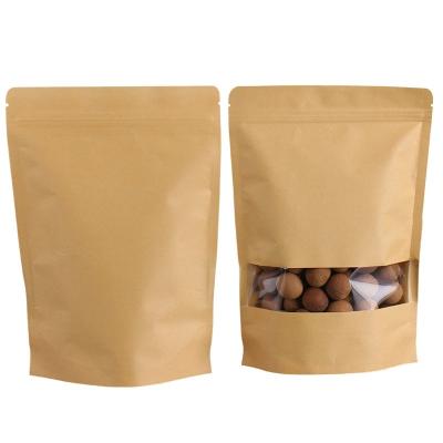 China Biodegradable Customized Kraft Paper With Window Stand Up Pouch Zip Top For Food Packaging Bag for sale