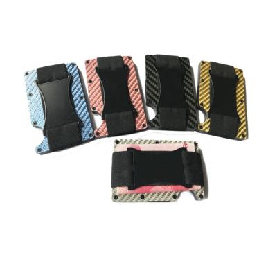 China RFID Blocking Hot Selling Aluminum Carbon Fiber Men's Wallet With Money Strap for sale