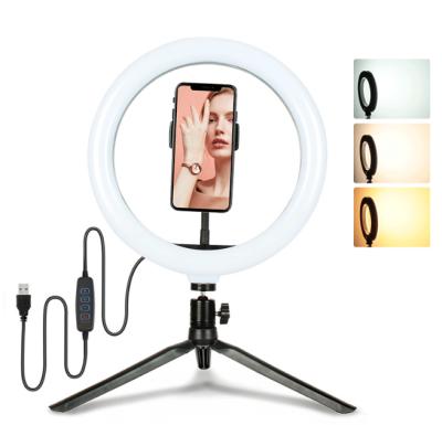 China Mini Dimmable Beauty Selfie Ringlight with Tripod Stand Cell Phone Holder for sale