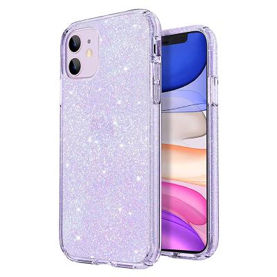 China Ultra Thin Flexible Shockproof Cute Slim Transparent Anti-fall Bling Glitter Phone Cover Case For iPhone 13 for sale