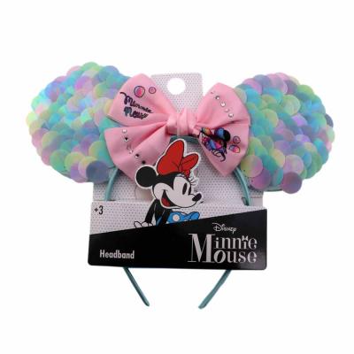 China Yifan Low Cost High Quality Hair Band Big Hair Accessories Cartoon Minnie Plastic Sequins Bow Kids Headband for sale