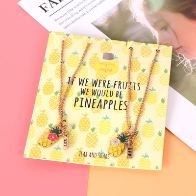 China Yifan Creative Fashion Women Female Colorful Personality Fruit Gold Pineapple Zircon Pendant Necklace Jewelry for sale