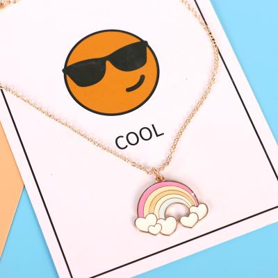 China Yifan Wholesale Custom Made Exquisite Cartoons Gold Cute Charm Environmentally Friendly Chain Women Rainbow Necklace Jewelry Pendant Set for sale