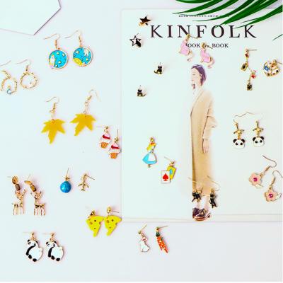 China Yifan Korean Simple And Sweet Environmentally Friendly Cartoon Panda Ice Cream Leaves Earrings Cute Baby Children Women Earrings for sale