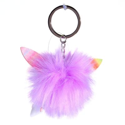 China Yifan Customized Fur Keychain Cute Fur Ball Car Plush Key Chain Key Chain Cute Environmental Protection Fur Pompom Balls Pendant for sale