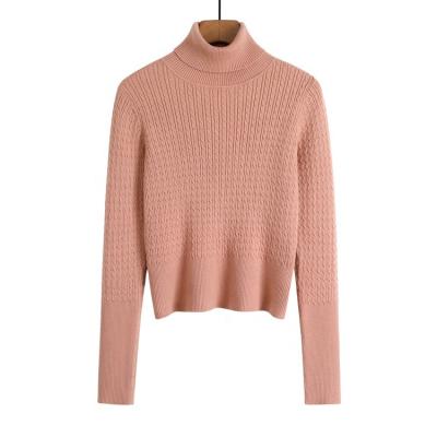 China Wholesale Custom Anti-Wrinkle Winter Pullover Sweaters Ladies Cable Pattern Turtle Neck Slim Fit Sweater For Women for sale