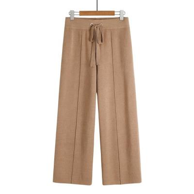 China High Quality Anti-wrinkle Women's Fashion Pants Straight Leg Pants Causal Drawstring Waist Ladies High Pile Women Wide Leg Pants for sale