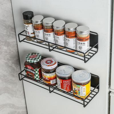 China Viable Organizer Metal Wall Shelf Magnetic Storage Rack Bathroom Storage For Bathroom Tub Kitchen Pot Shelf Seasoning Rack for sale