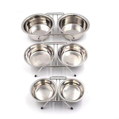 China Stainless Steel Viable Dog Cat Double Diner Pet Bowl - 2 Pet Dishes Paper Set for Drinking or Eating Dog Bowl for sale