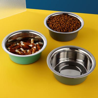 China Viable Dogs Feeding Bowls Food Water Bowls With Unique Non-slip Silicone Stainless Steel Dog Dish High Raised Pet Feeder for sale