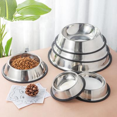 China Sustainable Dog Food Bowl Stainless Steel Feeding Bowl For Dogs Cats With Non Slip Rubber Base for sale