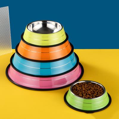 China Cat Food Feeding Bowls Multifunctional Sustainable Pet Food Bowl Non-slip and Leak-Proof Stainless Steel for sale