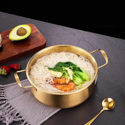 China Sustainable Korean Cooking Pot With Lid Korean Noodle Pot Quick Heating For Kitchen Cookware With Double Handles for sale