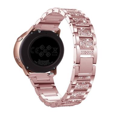 China Fashion New Arrival Ladies Zinc Alloy Gemstone Changeable Watch Strap with 3 Metal Beads for Samsung Galaxy Active2 Watch Band for sale