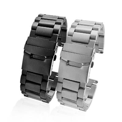 China Comfortable Luxury Solid Stainless Steel Watch Strap Bands With Safety Watch Buckle for sale