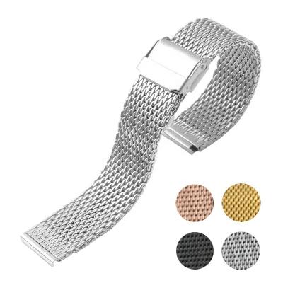 China 18 20 22 24mm Double Mesh Watch Band Comfortable Milanese Strap 1.0 Course Safety Clasp 304 Stainless Steel With Quick Release for sale