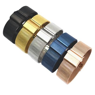 China New Design Comfortable 16mm-22mm 304 0.6 Stainless Steel Mesh Quick Release Watchbands With Deployment Clasp Buckle for sale