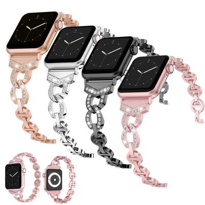 China Fashion Charm Ladies Replacement Metal Watch Strap For Apple Watch Band 40 42 44 46 mm for sale